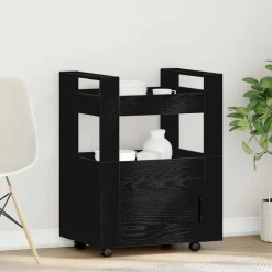 Outlet vidaXL Köksvagn 60 x 45 x 80 cm Konstruerat trä Svart ek