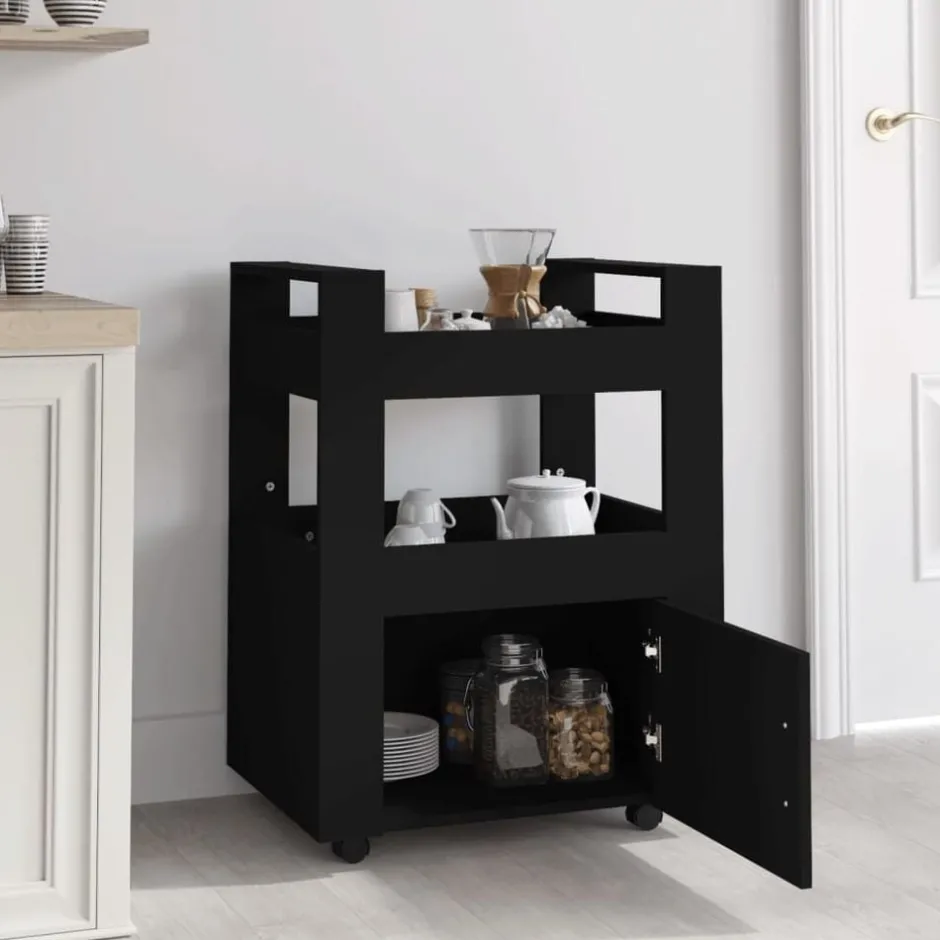 Sale vidaXL Köksvagn 60x45x80 cm konstruerat trä Svart