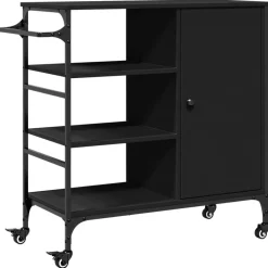 Outlet vidaXL Köksvagn 87,5x38,5x84,5 cm konstruerat trä Svart