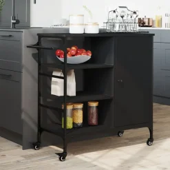 Outlet vidaXL Köksvagn 87,5x38,5x84,5 cm konstruerat trä Svart