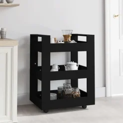 vidaXL Köksvagn svart 60x45x80 cm konstruerat trä