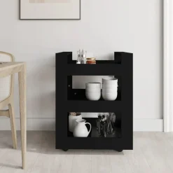 vidaXL Köksvagn svart 60x45x80 cm konstruerat trä
