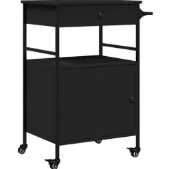 Best vidaXL Köksvagn 56x43x89,5 cm konstruerat trä Svart