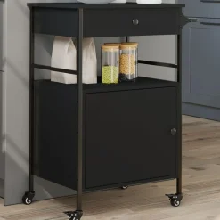 Best vidaXL Köksvagn 56x43x89,5 cm konstruerat trä Svart