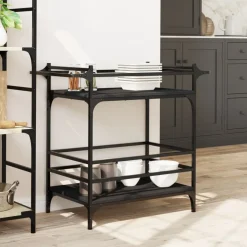 vidaXL Köksvagn svart 82x40x78,5 cm konstruerat trä