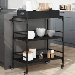 vidaXL Köksvagn svart 81,5x41x92,5 cm konstruerat trä