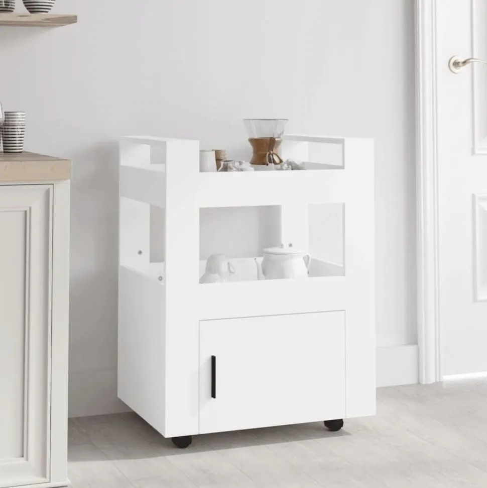 vidaXL Köksvagn vit 60x45x80 cm konstruerat trä