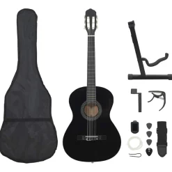 vidaXL Klassisk gitarr 12 delar svart 4/4 39"