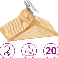 Best vidaXL Klädgalgar 20 st halkfri trä Brun