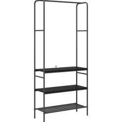 vidaXL Klädhängare med hylla Svart Ek 77 x 30 x 171 cm Konstruerat trä