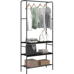 vidaXL Klädhängare med hylla Svart Ek 77 x 30 x 171 cm Konstruerat trä