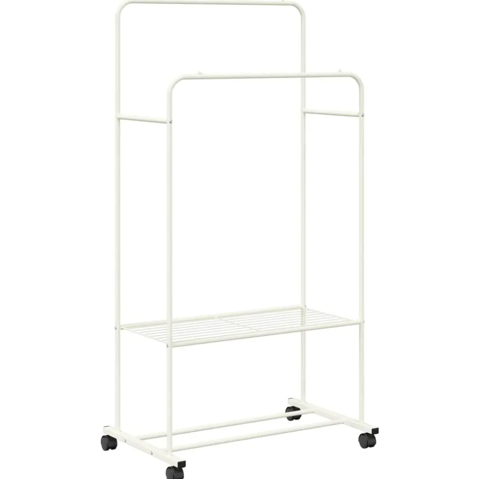 Outlet vidaXL Klädhängare med hylla med hjul med lagring 80 x 53 x 156 cm Vit