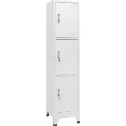 Outlet vidaXL Klädskåp för omklädningsrum med 3 fack stål 38x45x180 cm Grå
