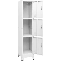 Outlet vidaXL Klädskåp för omklädningsrum med 3 fack stål 38x45x180 cm Grå