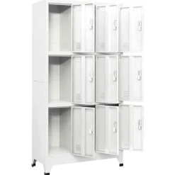 vidaXL Klädskåp för omklädningsrum med 9 fack stål 90x45x180 cm grå