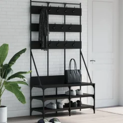 vidaXL Klädställning med skoförvaring svart 100x40x184 cm
