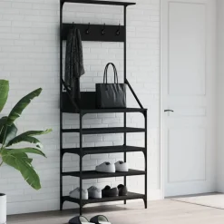 vidaXL Klädställning med skoförvaring svart 70x34x184 cm