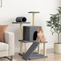 Outlet vidaXL Klösträd med sisalpelare 110,5 cm Mörkgrå