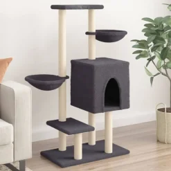 Outlet vidaXL Klösträd med sisalpelare 117 cm Mörkgrå