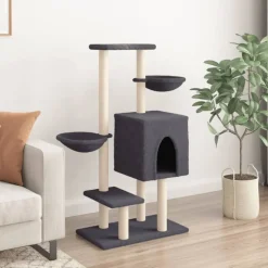 Outlet vidaXL Klösträd med sisalpelare 117 cm Mörkgrå