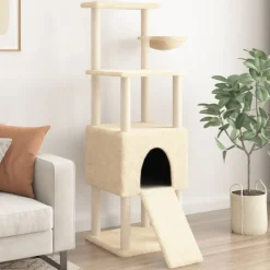 vidaXL Klösträd med sisalpelare gräddvit 153 cm