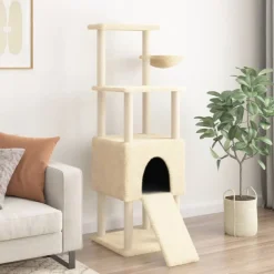 vidaXL Klösträd med sisalpelare gräddvit 153 cm