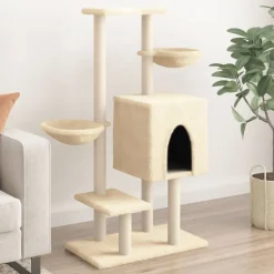 vidaXL Klösträd med sisalpelare gräddvit 117 cm