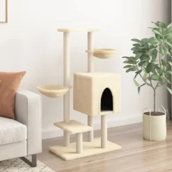 vidaXL Klösträd med sisalpelare gräddvit 117 cm