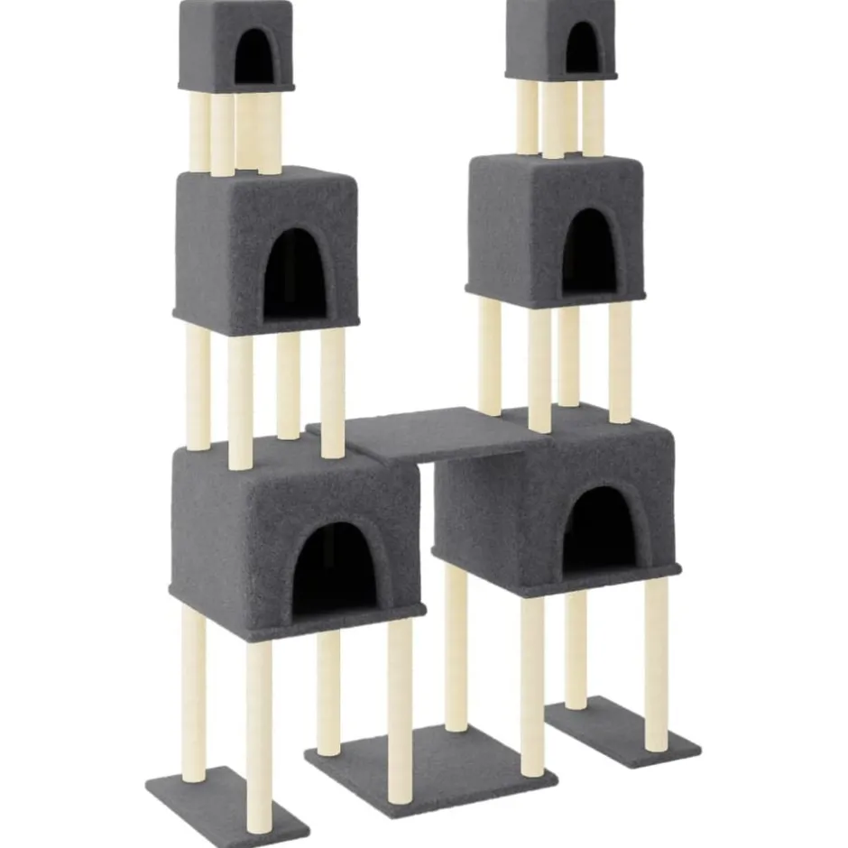 Outlet vidaXL Klösträd med sisalpelare 199 cm Mörkgrå