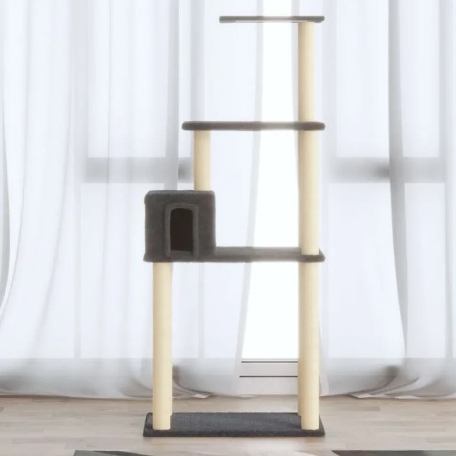 Sale vidaXL Klösträd med sisalpelare 147 cm Mörkgrå