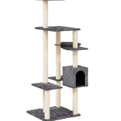 vidaXL Klösträd med sisalpelare mörkgrå 142 cm