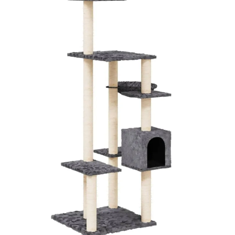 vidaXL Klösträd med sisalpelare mörkgrå 142 cm