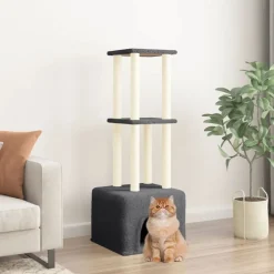 vidaXL Klösträd med sisalpelare mörkgrå 133,5 cm