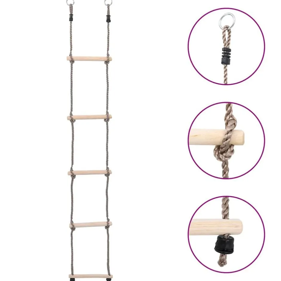 vidaXL Klätterstege med 5 stegpinnar 210 cm massiv furu