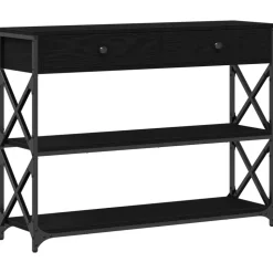 vidaXL Konsol Bord med låda med hylla Svart ek 100 x 28 x 75 cm