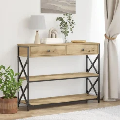 vidaXL Konsol Bord med låda med hylla artisan ek 100 x 28 x 75 cm