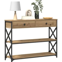 vidaXL Konsol Bord med låda med hylla artisan ek 100 x 28 x 75 cm