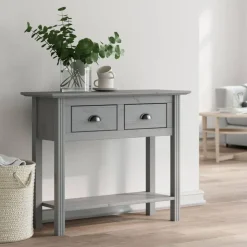 vidaXL Konsolbord BODO grå 91x35x74 cm massiv furu