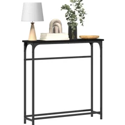 Hot vidaXL Konsolbord med hylla 75 x 19,5 x 75 cm Konstruerat trä Svart ek