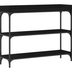 vidaXL Konsolbord med hylla med lagring Svart ek 100 x 30 x 80 cm