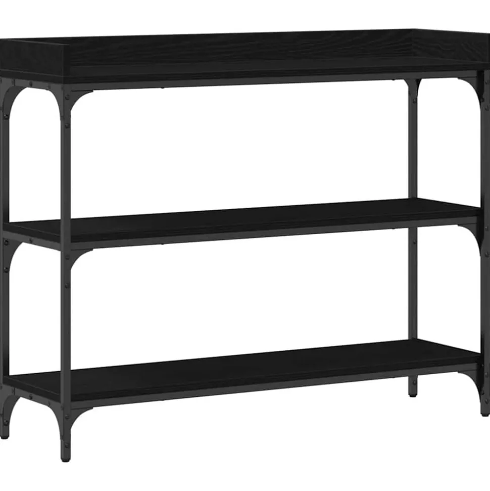 vidaXL Konsolbord med hylla med lagring Svart ek 100 x 30 x 80 cm
