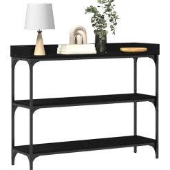 vidaXL Konsolbord med hylla med lagring Svart ek 100 x 30 x 80 cm