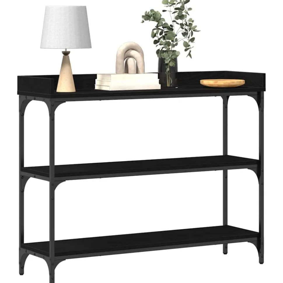 vidaXL Konsolbord med hylla med lagring Svart ek 100 x 30 x 80 cm