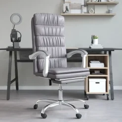 New vidaXL Kontorsstol konstläder Grå