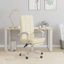 Clearance vidaXL Kontorsstol gräddvit konstläder Kräm