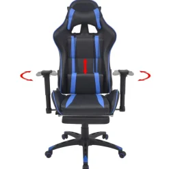 Discount vidaXL Kontorsstol i sportbilsdesign med fotstöd Blå