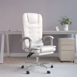 Online vidaXL Kontorsstol med massage konstläder Vit