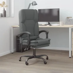 vidaXL Kontorsstol med massage mörkgrå tyg