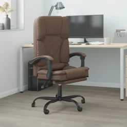 vidaXL Kontorsstol med massage brun konstläder