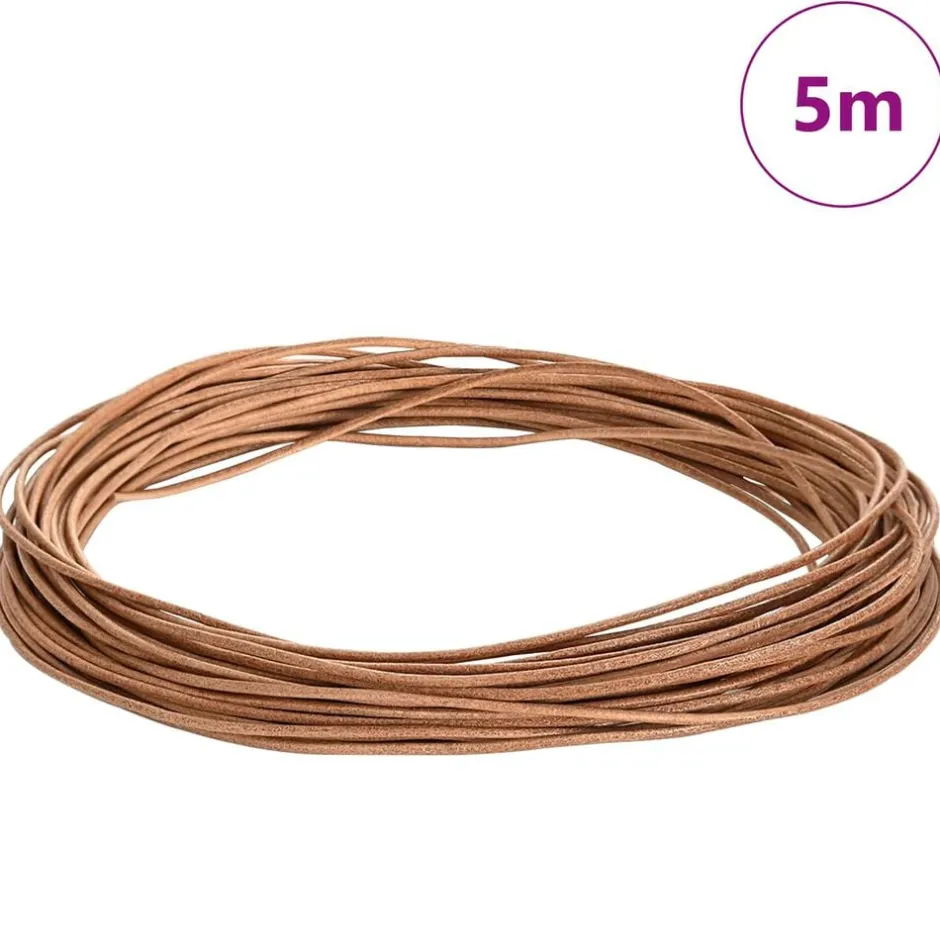 vidaXL Läder Snöre Ø1 mm x 5 m Skinn Brun